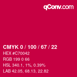 Color code: CMYK 0 / 100 / 67 / 22 | qconv.com