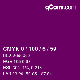 Color code: CMYK 0 / 100 / 6 / 59 | qconv.com