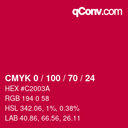 Color code: CMYK 0 / 100 / 70 / 24 | qconv.com