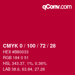 Color code: CMYK 0 / 100 / 72 / 28 | qconv.com