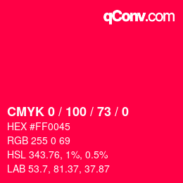 Color code: CMYK 0 / 100 / 73 / 0 | qconv.com