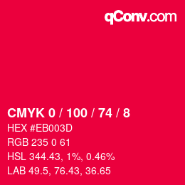 Color code: CMYK 0 / 100 / 74 / 8 | qconv.com