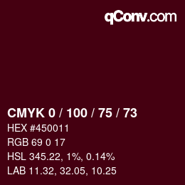 Color code: CMYK 0 / 100 / 75 / 73 | qconv.com