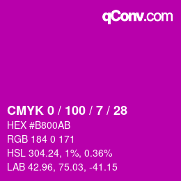 Color code: CMYK 0 / 100 / 7 / 28 | qconv.com