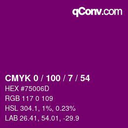 Color code: CMYK 0 / 100 / 7 / 54 | qconv.com