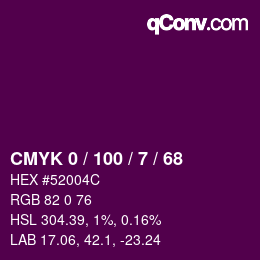 Color code: CMYK 0 / 100 / 7 / 68 | qconv.com