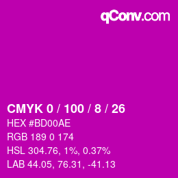 Color code: CMYK 0 / 100 / 8 / 26 | qconv.com