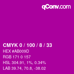 Color code: CMYK 0 / 100 / 8 / 33 | qconv.com