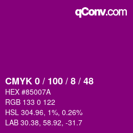 Color code: CMYK 0 / 100 / 8 / 48 | qconv.com