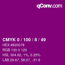 カラーコード: CMYK 0 / 100 / 8 / 49 | qconv.com