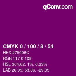 Color code: CMYK 0 / 100 / 8 / 54 | qconv.com