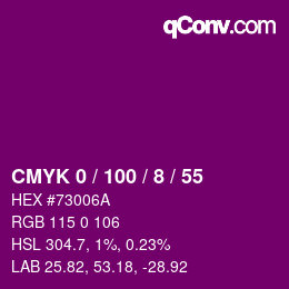Color code: CMYK 0 / 100 / 8 / 55 | qconv.com