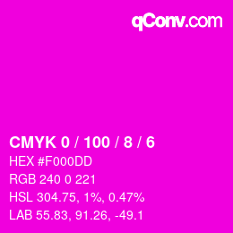カラーコード: CMYK 0 / 100 / 8 / 6 | qconv.com