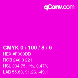 カラーコード: CMYK 0 / 100 / 8 / 6 | qconv.com