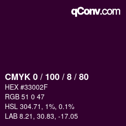 Color code: CMYK 0 / 100 / 8 / 80 | qconv.com