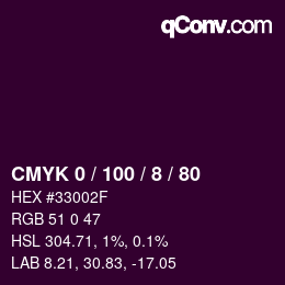 カラーコード: CMYK 0 / 100 / 8 / 80 | qconv.com