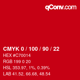 Color code: CMYK 0 / 100 / 90 / 22 | qconv.com