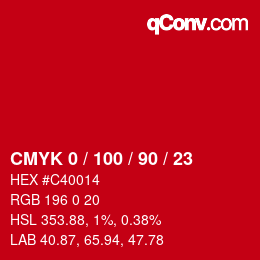 Color code: CMYK 0 / 100 / 90 / 23 | qconv.com