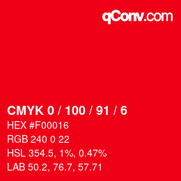 Color code: CMYK 0 / 100 / 91 / 6 | qconv.com
