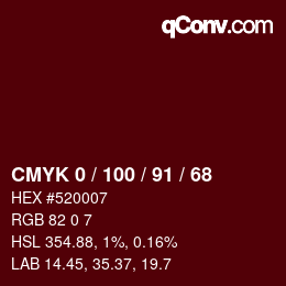 Color code: CMYK 0 / 100 / 91 / 68 | qconv.com