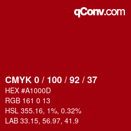 Color code: CMYK 0 / 100 / 92 / 37 | qconv.com