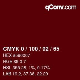 Color code: CMYK 0 / 100 / 92 / 65 | qconv.com