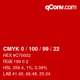 Color code: CMYK 0 / 100 / 99 / 22 | qconv.com