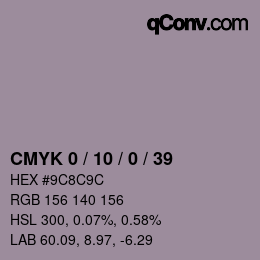 Farbcode: CMYK 0 / 10 / 0 / 39 | qconv.com