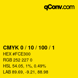 Color code: CMYK 0 / 10 / 100 / 1 | qconv.com