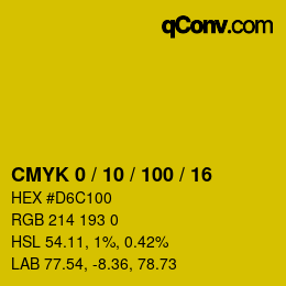 Color code: CMYK 0 / 10 / 100 / 16 | qconv.com