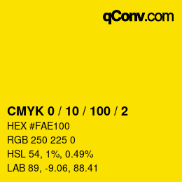 Color code: CMYK 0 / 10 / 100 / 2 | qconv.com