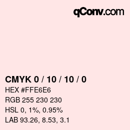 颜色代码: CMYK 0 / 10 / 10 / 0 | qconv.com