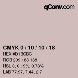 カラーコード: CMYK 0 / 10 / 10 / 18 | qconv.com