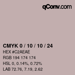 カラーコード: CMYK 0 / 10 / 10 / 24 | qconv.com