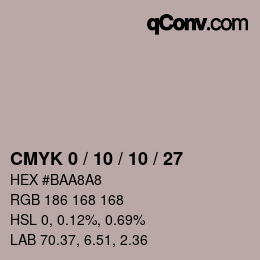 カラーコード: CMYK 0 / 10 / 10 / 27 | qconv.com