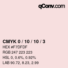 颜色代码: CMYK 0 / 10 / 10 / 3 | qconv.com