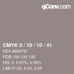 カラーコード: CMYK 0 / 10 / 10 / 41 | qconv.com