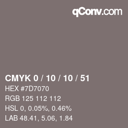 Color code: CMYK 0 / 10 / 10 / 51 | qconv.com