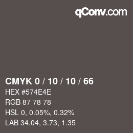 カラーコード: CMYK 0 / 10 / 10 / 66 | qconv.com