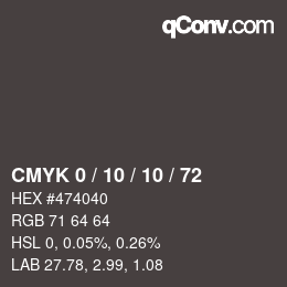 颜色代码: CMYK 0 / 10 / 10 / 72 | qconv.com