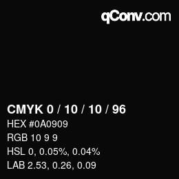 颜色代码: CMYK 0 / 10 / 10 / 96 | qconv.com