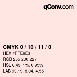 カラーコード: CMYK 0 / 10 / 11 / 0 | qconv.com