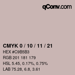 颜色代码: CMYK 0 / 10 / 11 / 21 | qconv.com