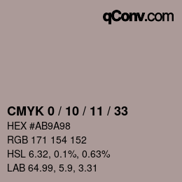 カラーコード: CMYK 0 / 10 / 11 / 33 | qconv.com