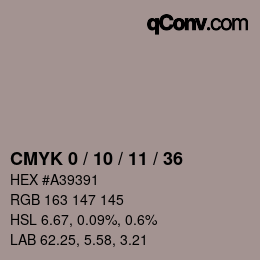 颜色代码: CMYK 0 / 10 / 11 / 36 | qconv.com