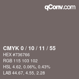 Color code: CMYK 0 / 10 / 11 / 55 | qconv.com