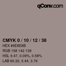 カラーコード: CMYK 0 / 10 / 12 / 38 | qconv.com