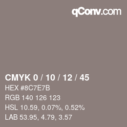 カラーコード: CMYK 0 / 10 / 12 / 45 | qconv.com