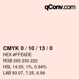 カラーコード: CMYK 0 / 10 / 13 / 0 | qconv.com