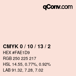 カラーコード: CMYK 0 / 10 / 13 / 2 | qconv.com